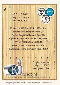 1990 Collect-A-Card Kingpins #9 Bob Benoit Back